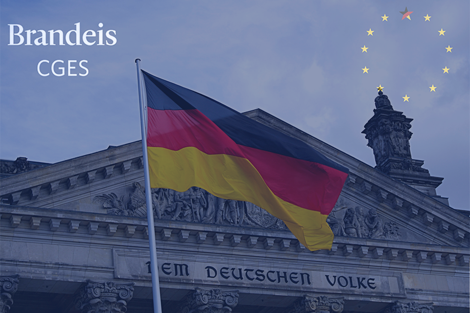 promo image of CGES and EU stars and German parliament building with German flag