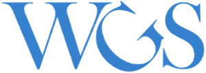 Letters WGS in blue as a logo