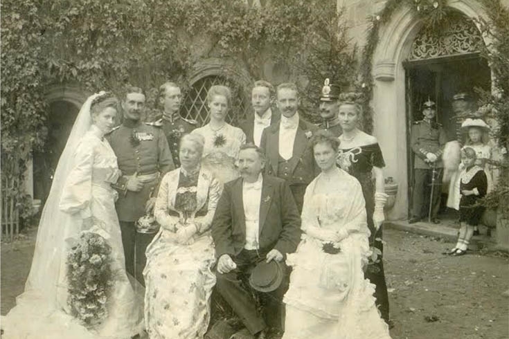 Historic photo of an aristocratic German Jewish family wedding, from the event poster for Jutta Ditfurt's talk.