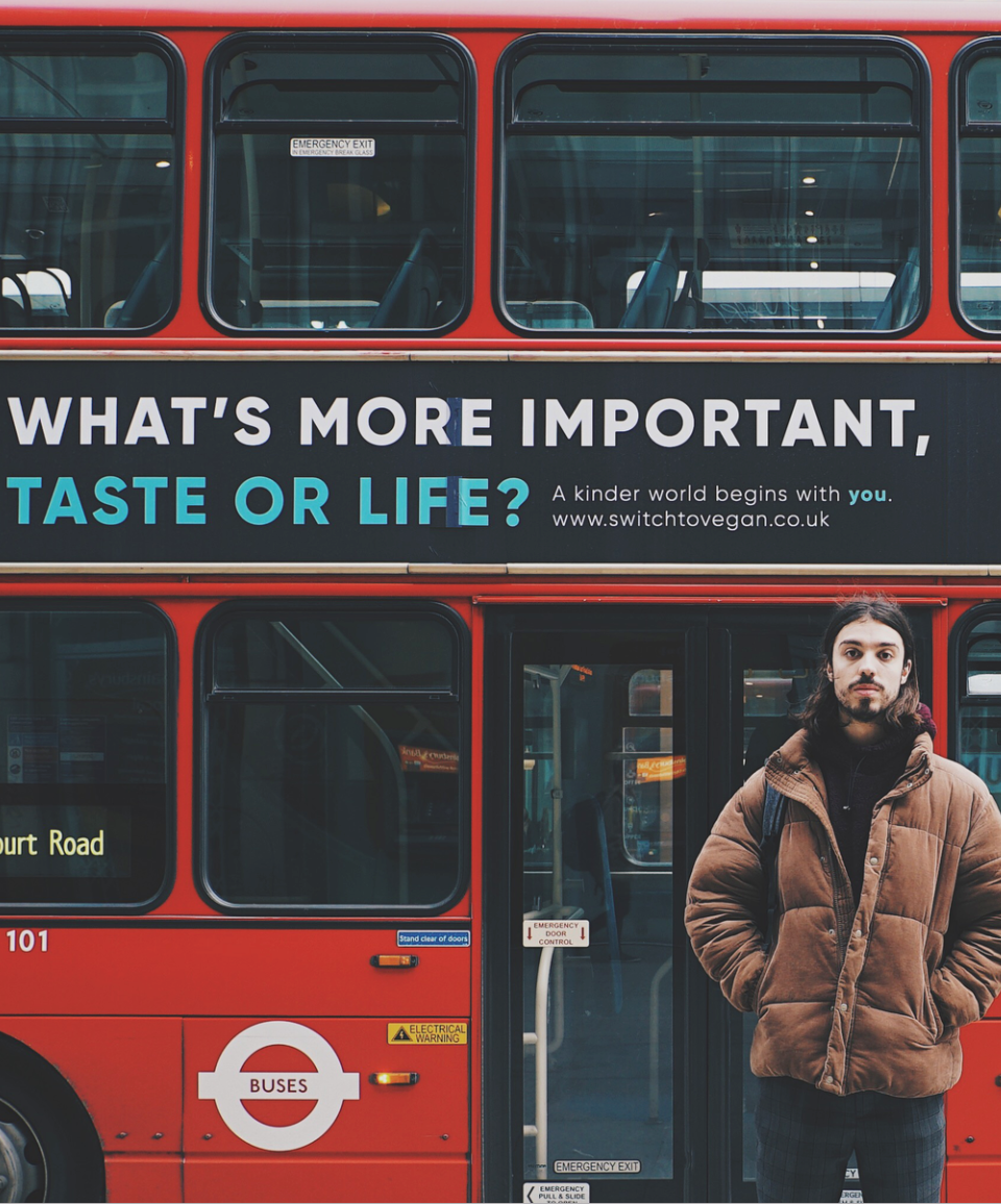 Ed Winters in front of a bus 