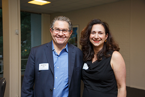 Professor Lisa Fishbayn Joffe and Jonathan Joffe pose for the camera with radiant smiles.