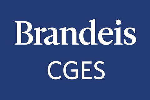 Blue background with white text of Brandeis CGES