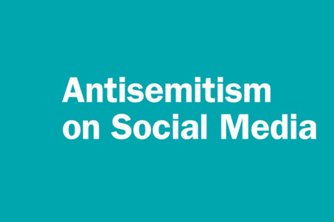 Teal book cover with the text Antisemitism on Social Media