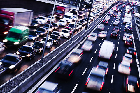 Traffic on a busy highway