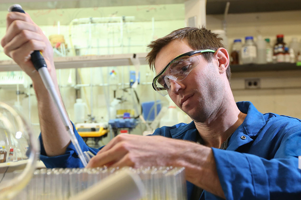 A grad student working on an experiment