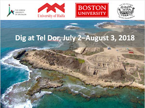 Aerial photo of coastline, Dig at Tel Dor, July 2 - August 3, 2018