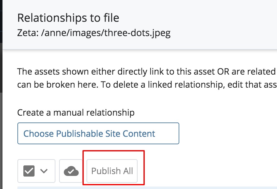 Publish all button outlined in red