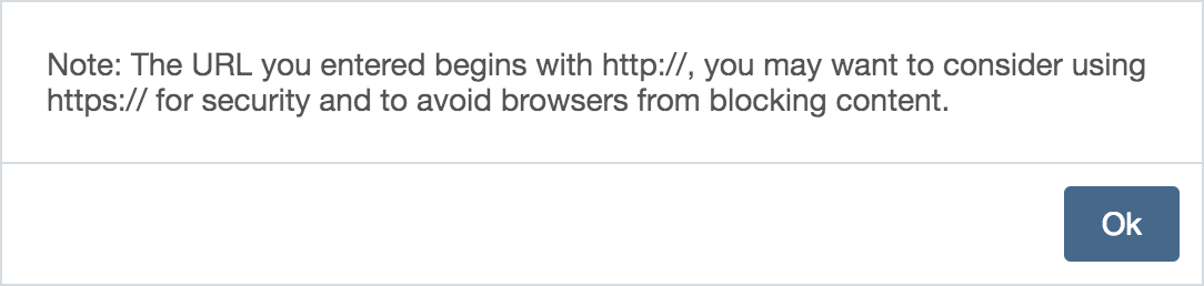 Message indicating link should use https