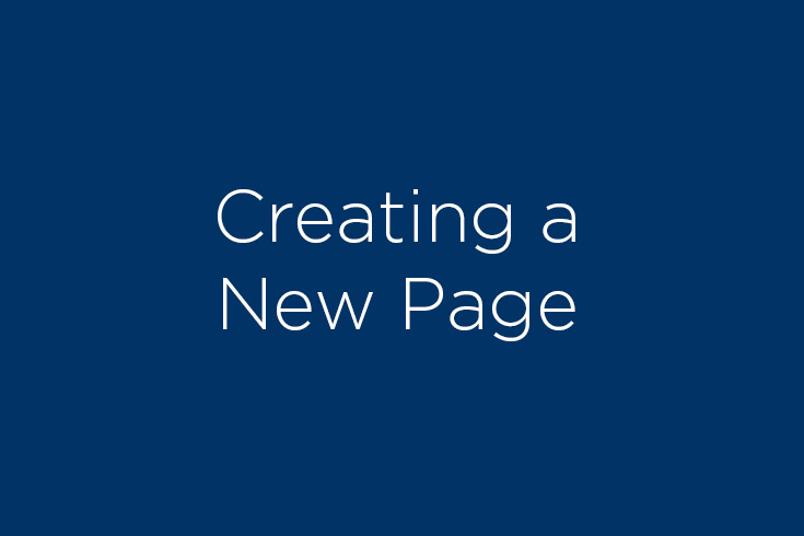 Text reads: Creating a New Page