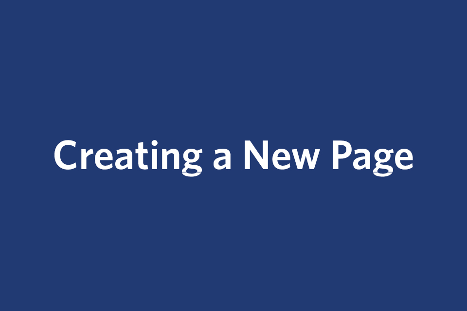 Text reads: Creating a New Page