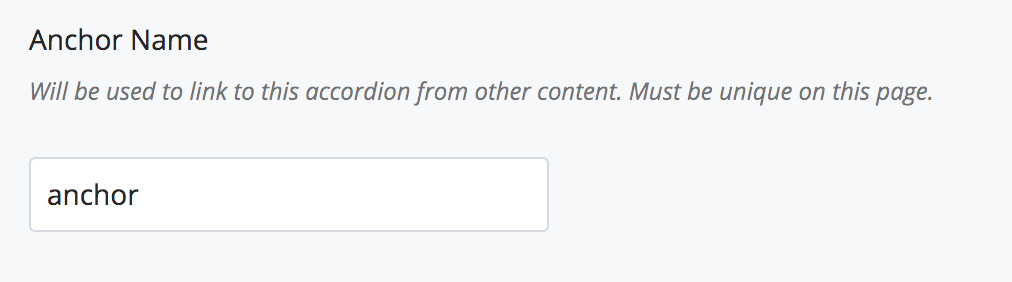 Adding an anchor name to an accordion