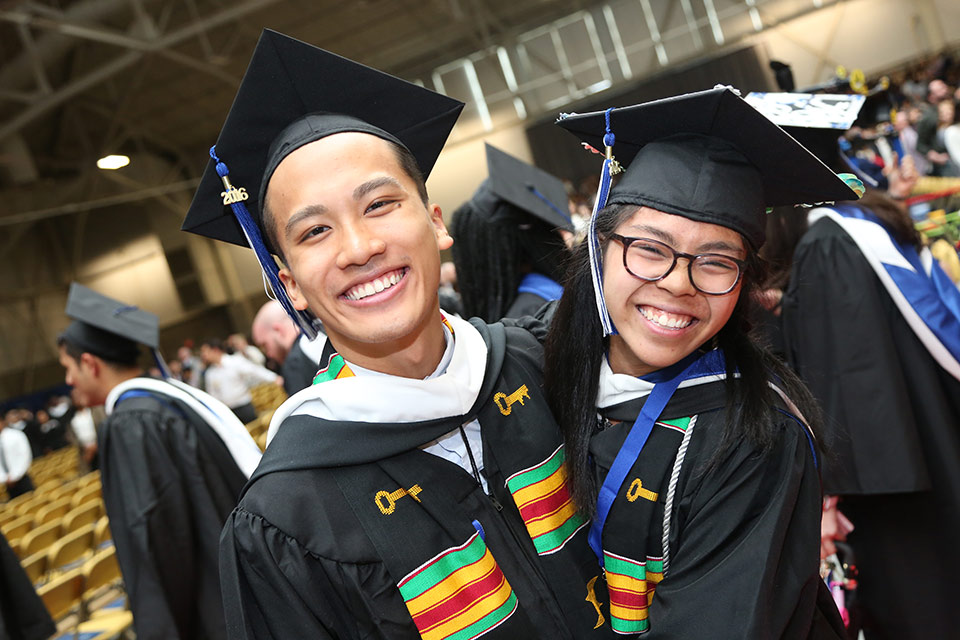 Students celebrating at commencement