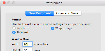 Text editor preferences