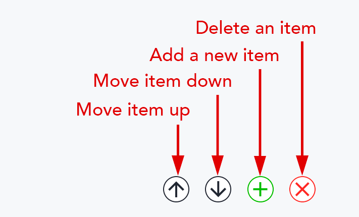 add, move or delete buttons