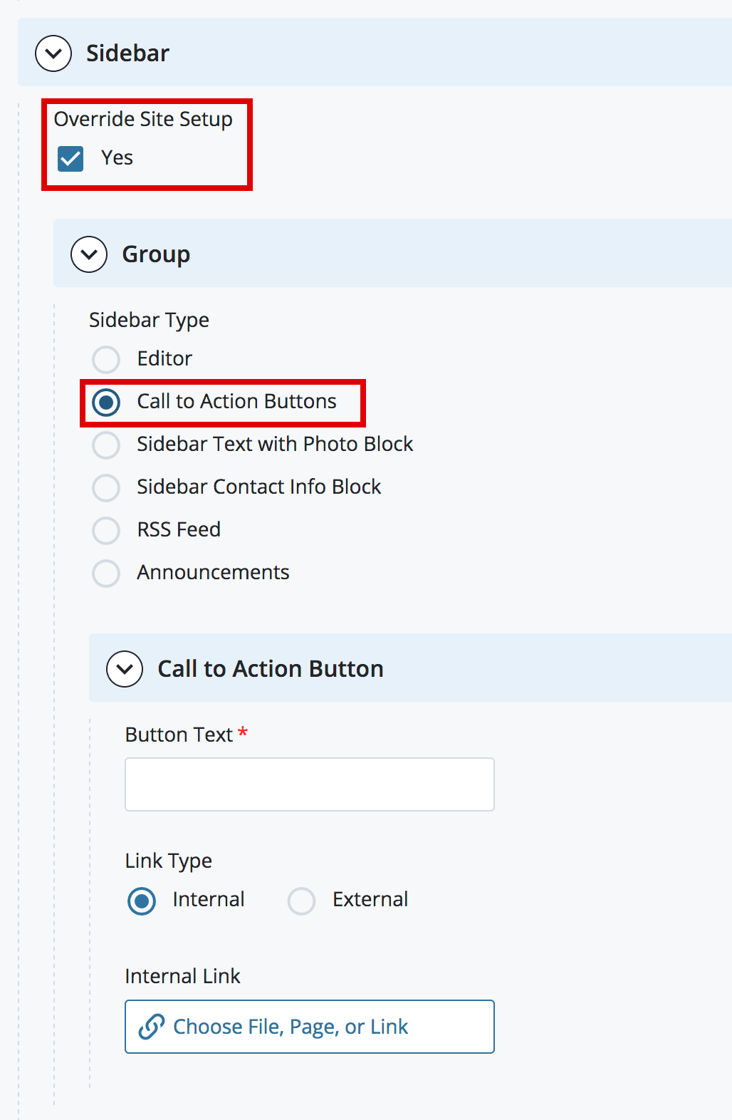 Call to Action Button sidebar content
