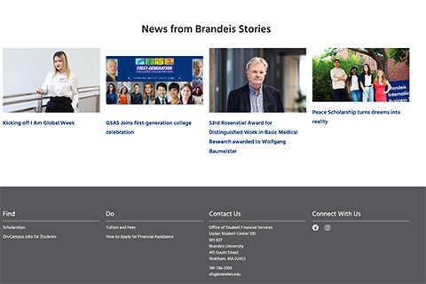 Screenshot of Brandeis website