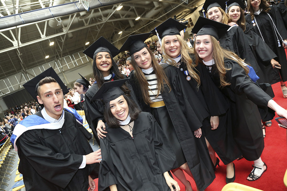 One final group shot before officially becoming Brandeis alumni. 