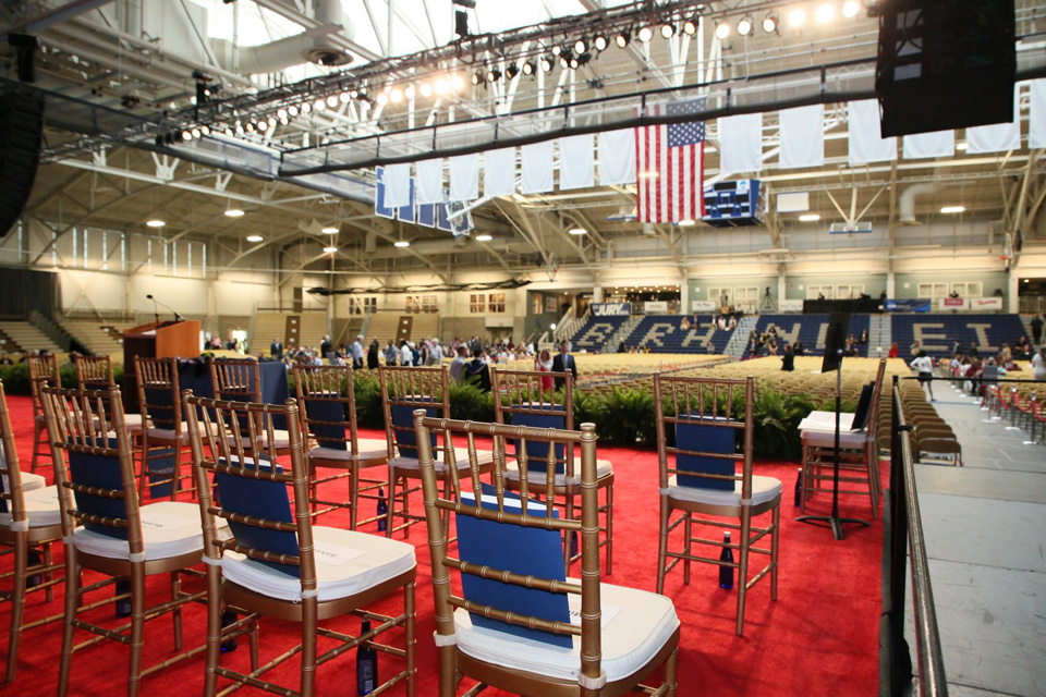 The Gosman Sports and Convocation Center awaiting the arrival of the graduates, their families and distinguished guests.