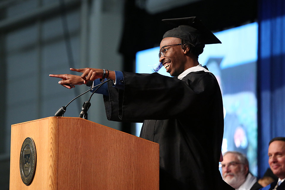 R Matthews addresses graduates