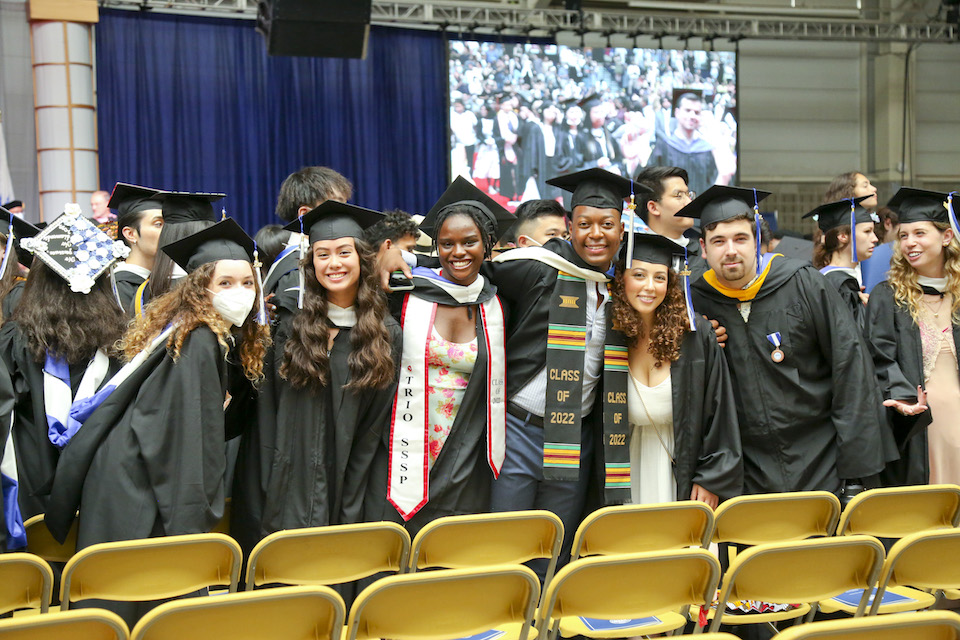 Happy students excited about commencement