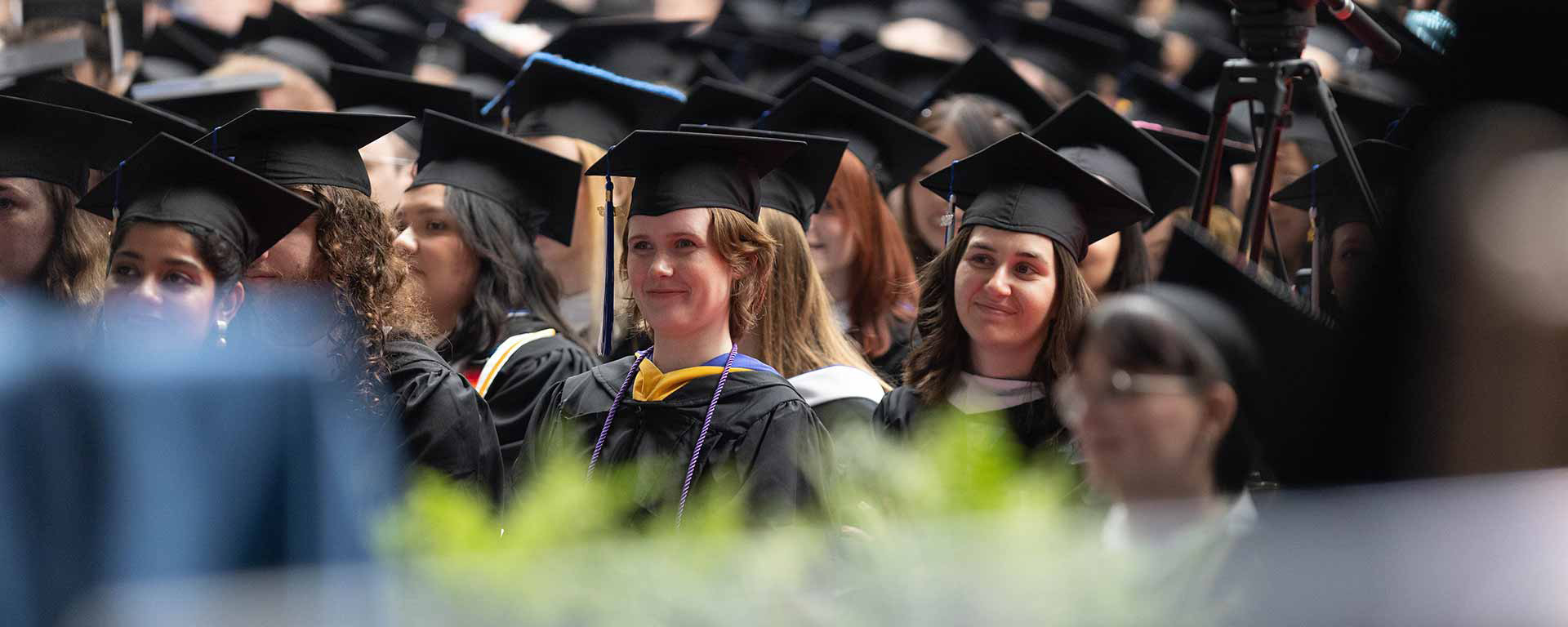 Graduates watching the Commencement ceremonies