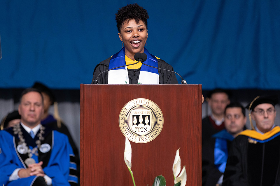 Nathalie Vieux-Gresham addresses fellow graduates