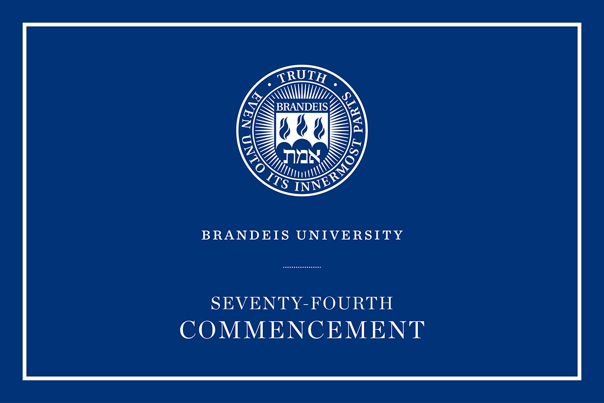 Commencement cover with Brandeis seal. Text reads: Brandeis University Seventy-Second Commencement
