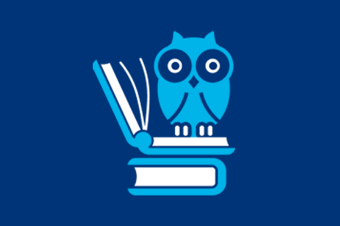 Illustration of an owl sitting on an open book