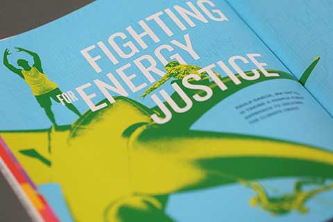 Close up of illustration that says Fighting for Energy Justice