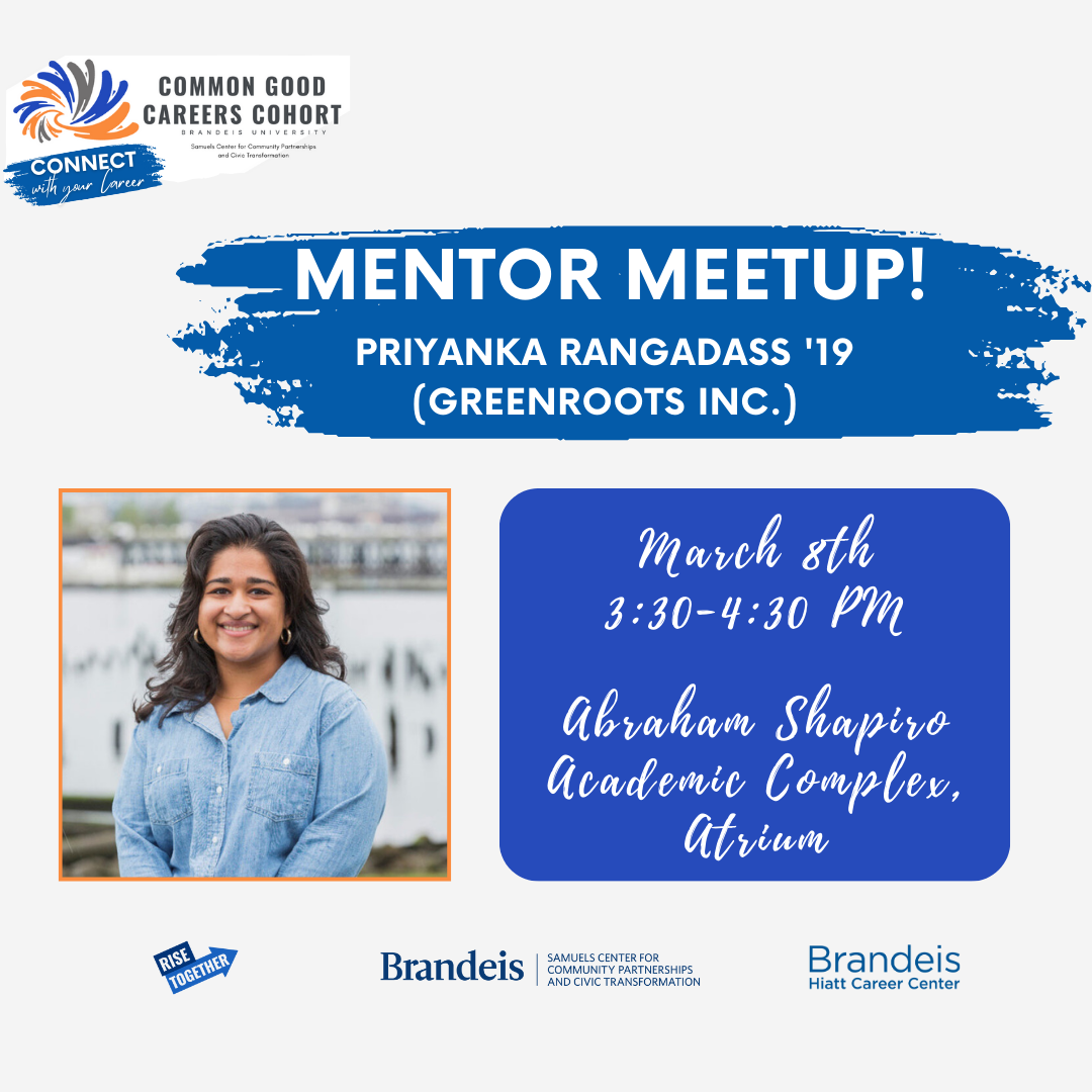 Priyanka Rangadass Mentor Meetup Flyer