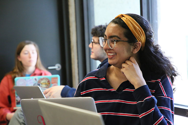 Student smiling in class