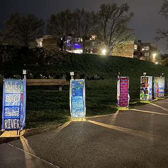 Lanterns created by the CAST students are displayed on campus within the Leonard Bernstein Festival of the Creative Arts in the spring 2022