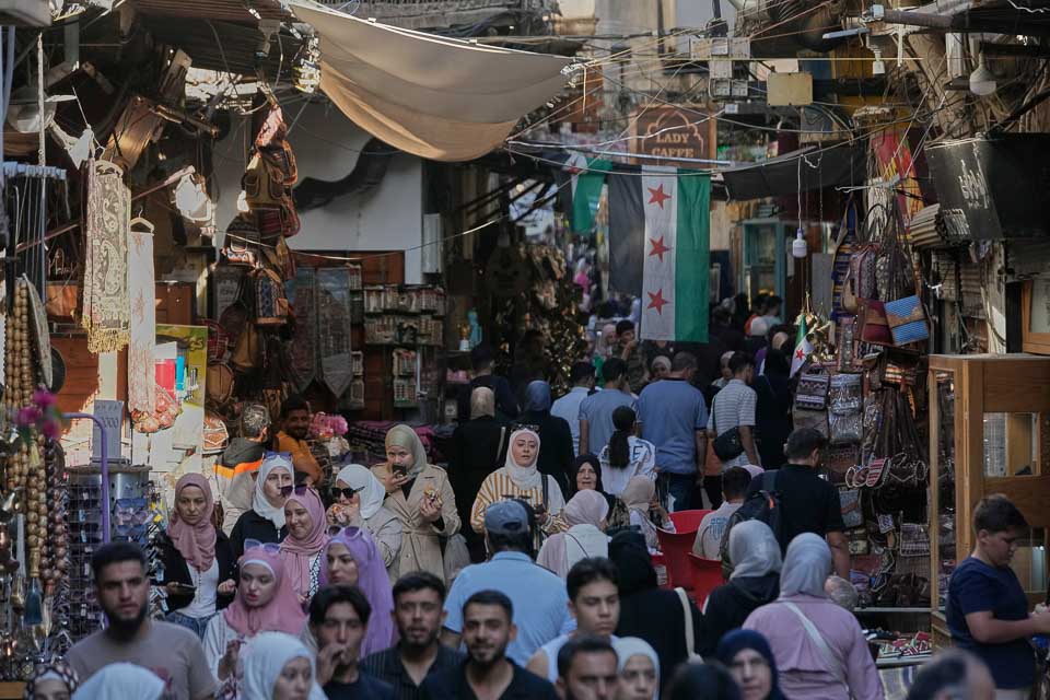 Street scene of daily life in Syria
