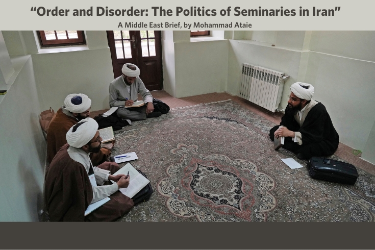 Cleric Mousarreza Nadali, right, teaches his students at Feizieh seminary at the city of Qom, some 80 miles (125 kilometers) south of the capital Tehran, Iran, Tuesday, Feb. 7, 2023