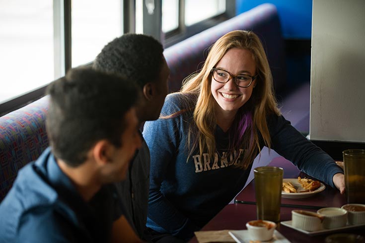 students in dining hall