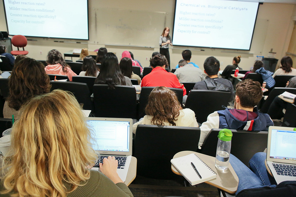 Biochemistry classroom during class