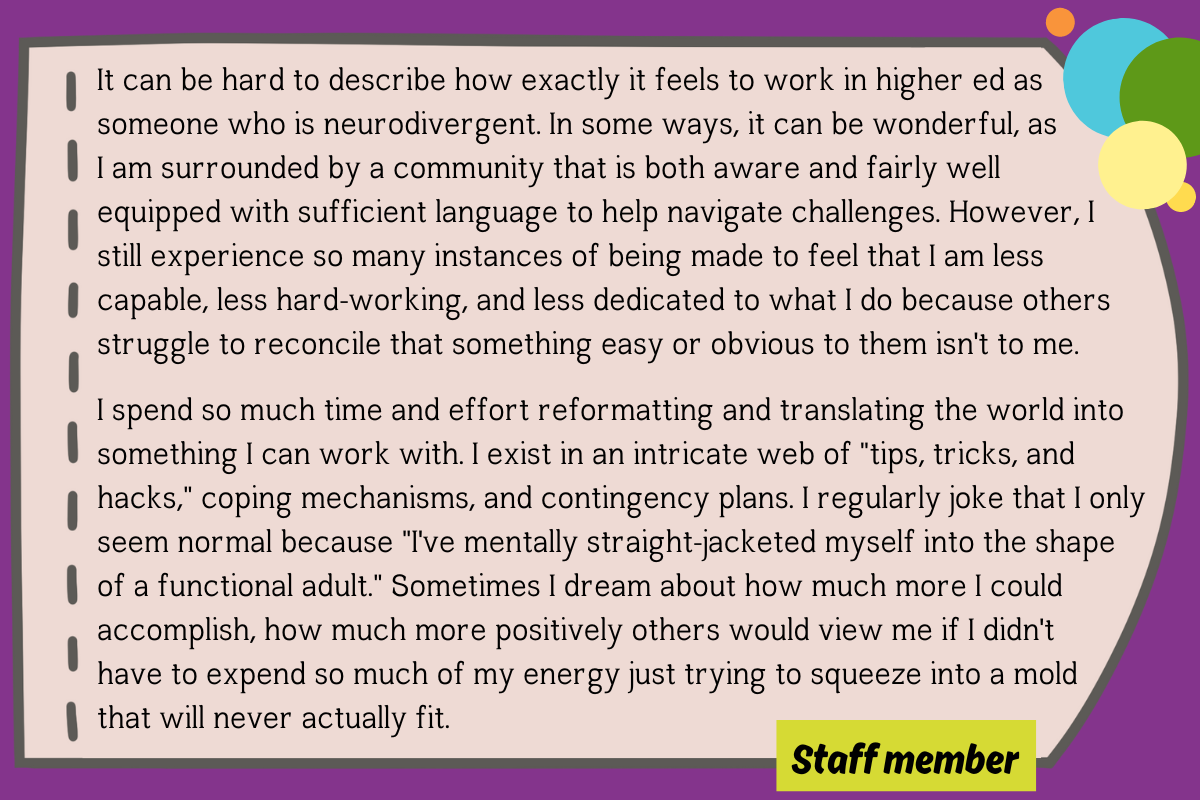 Neurodiversity Celebration Week: Comment by Staff Member