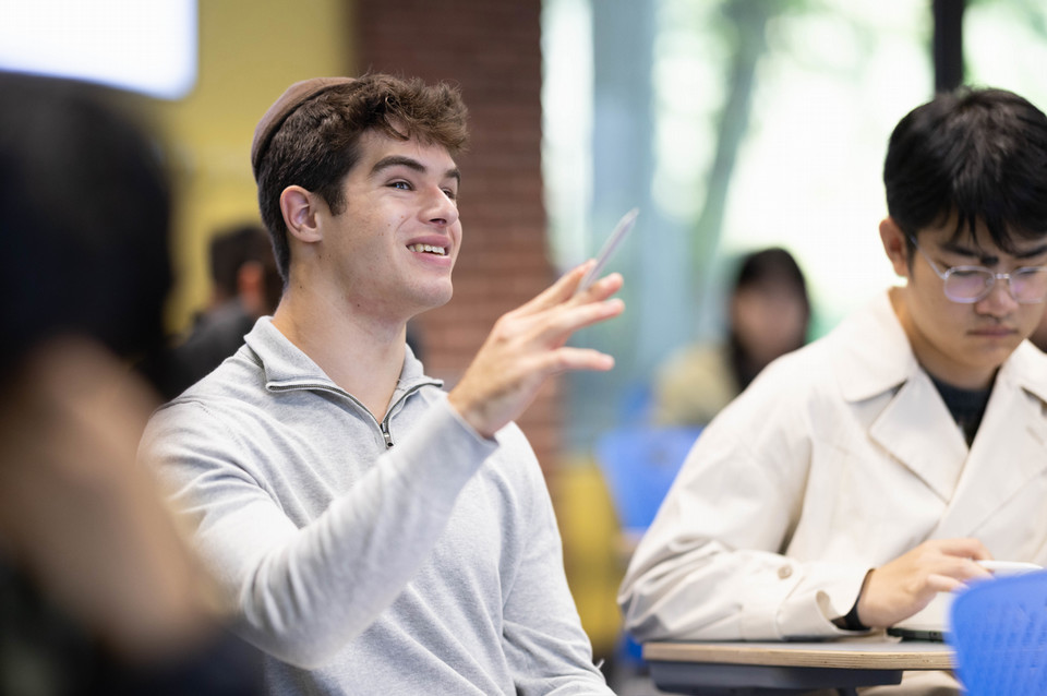 A student in class