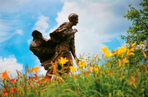 statue of Justice Brandeis on campus