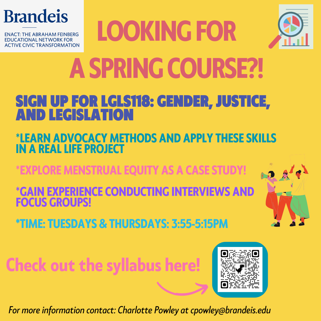 spring course flyer for LGLS 118 on a yellow background