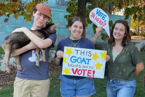 "vote deis" written on the sidewalk in chalk