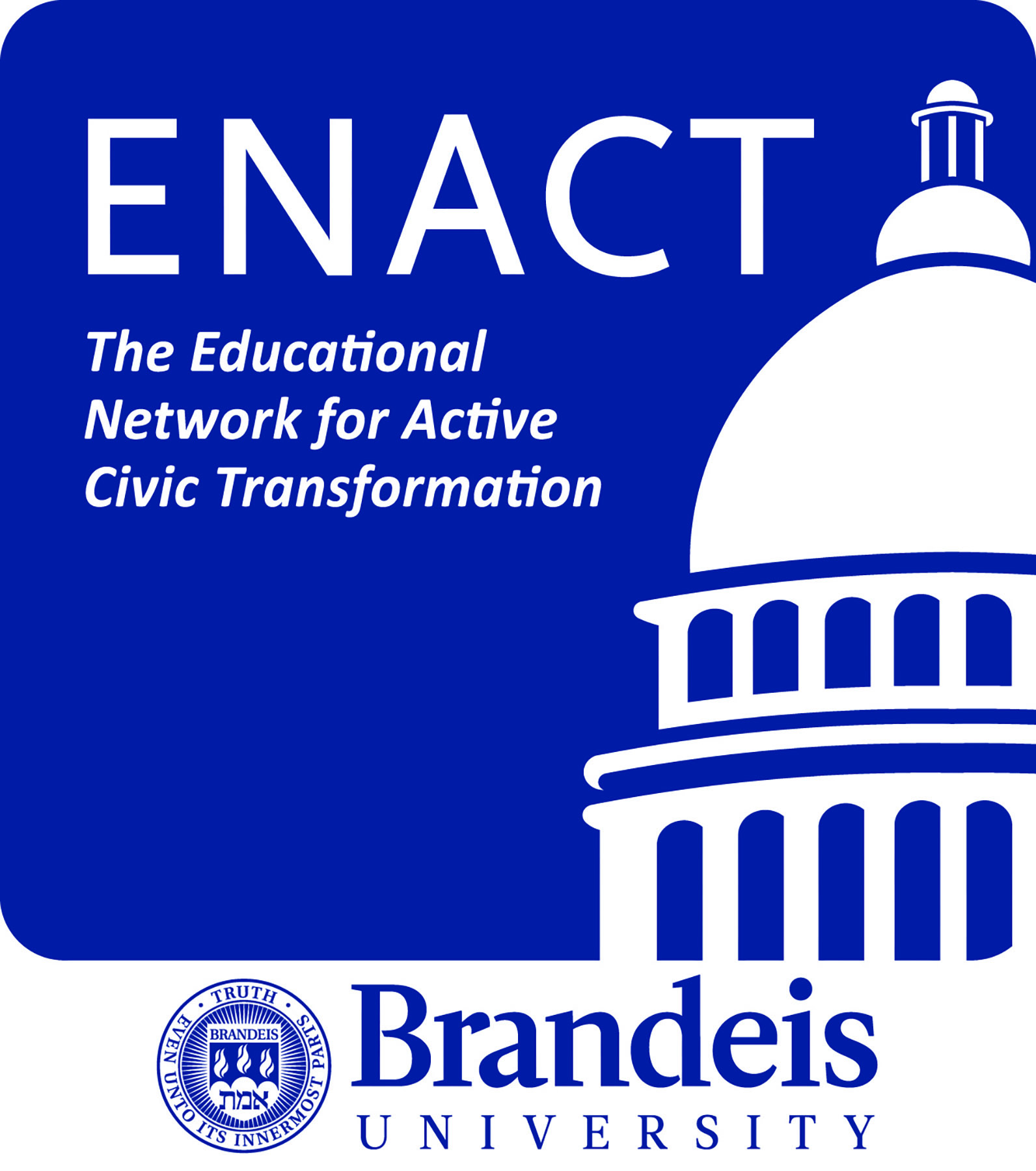 enact logo with illustration of U.S. Capitol knoced out of blue background