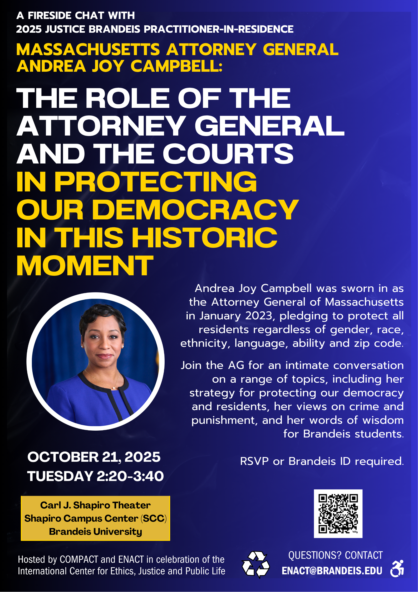 poster for October 21 2025 Andrea Joy Campbell talk at Brandeis University
