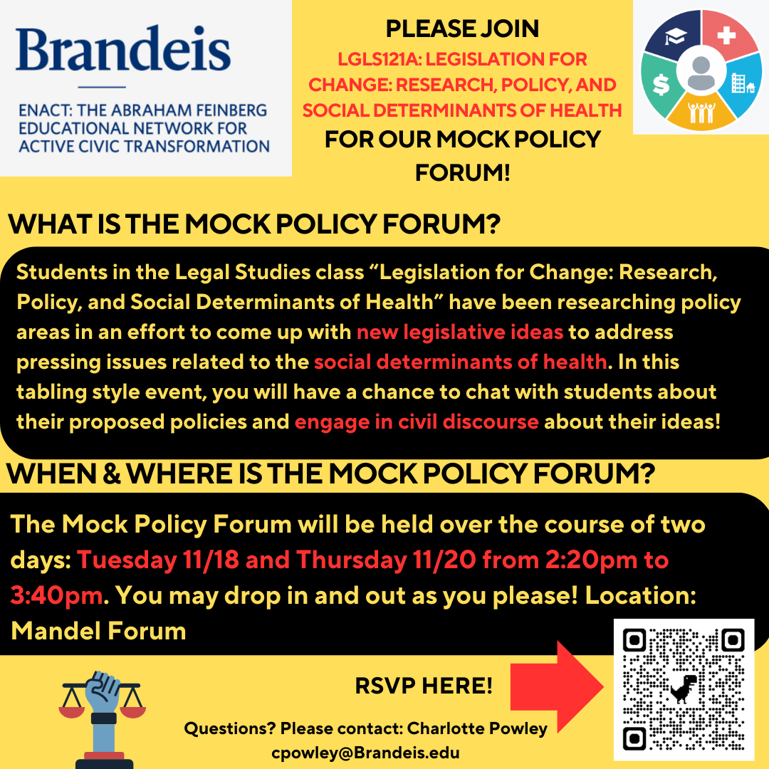 flyer for mock policy forum on a yellow background