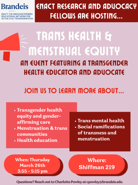 Flyer for mentrual equity for trans health
