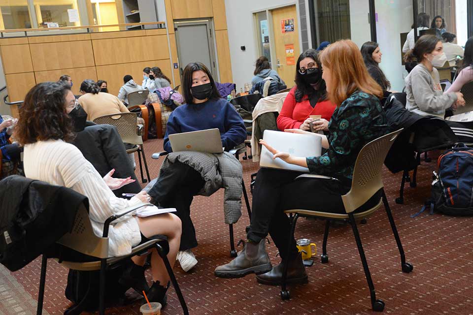 Students meeting with advocates
