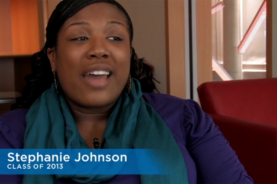 Stephanie Johnson ’13 discusses her work at the Advocacy Clinic.