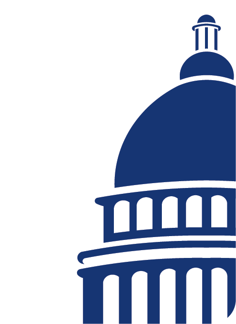 graphic of a state house building dome in blue