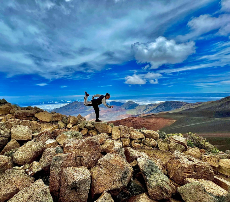 a dancer performing in rocks