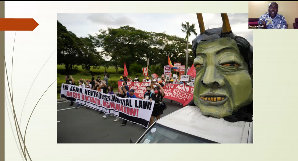 zoom still: a scene from street demonstrations